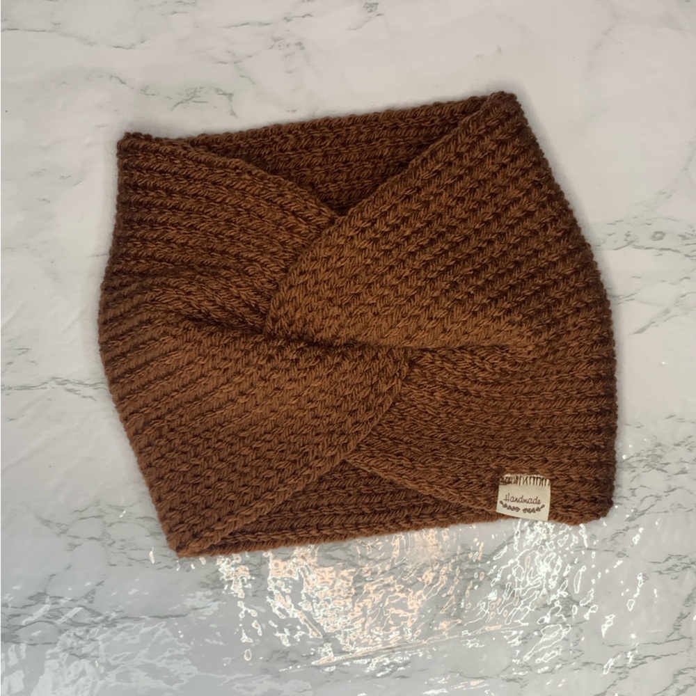 Knitted Handmade Ear Warmers | Color: Toffee